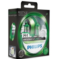 Автолампа галогенная PHILIPS H4 COLORVISION GREEN 12V 60/55W  (2шт.)