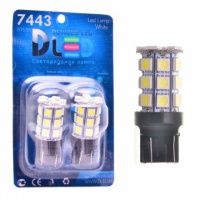 Светодиодная автомобильная лампа DLED W21/5W - 7443 - 27 SMD 5050 (белый, красный) (2шт.)